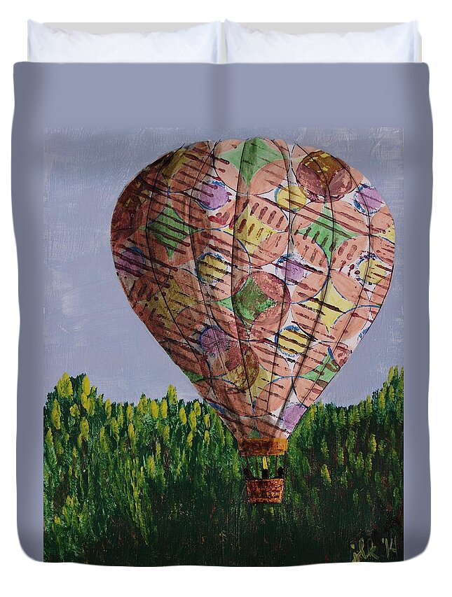 Lori Kingston Duvet Cover featuring the mixed media My Beautiful Balloon by Lori Kingston