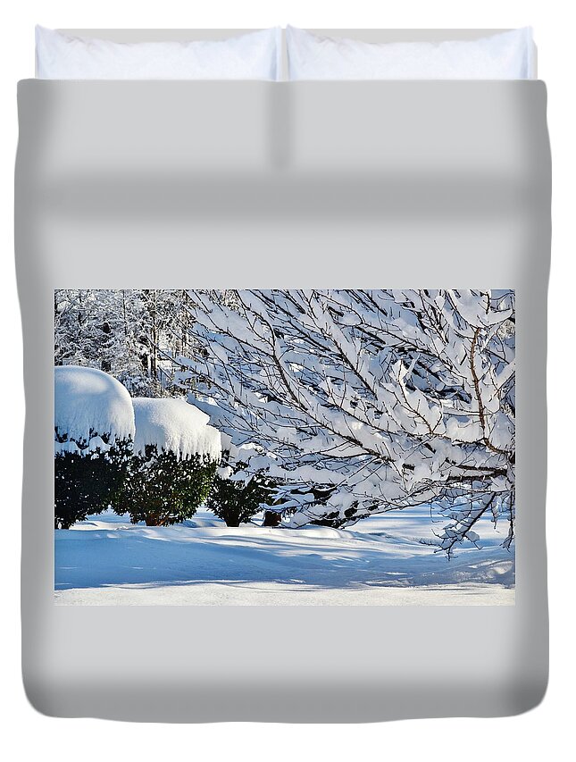 Snow Duvet Cover featuring the photograph My Driveway by Eileen Brymer