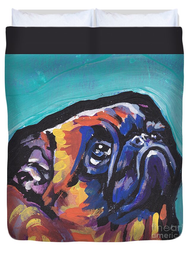 Brussels Griffon Duvet Cover featuring the painting My eyes Adore you by Lea S