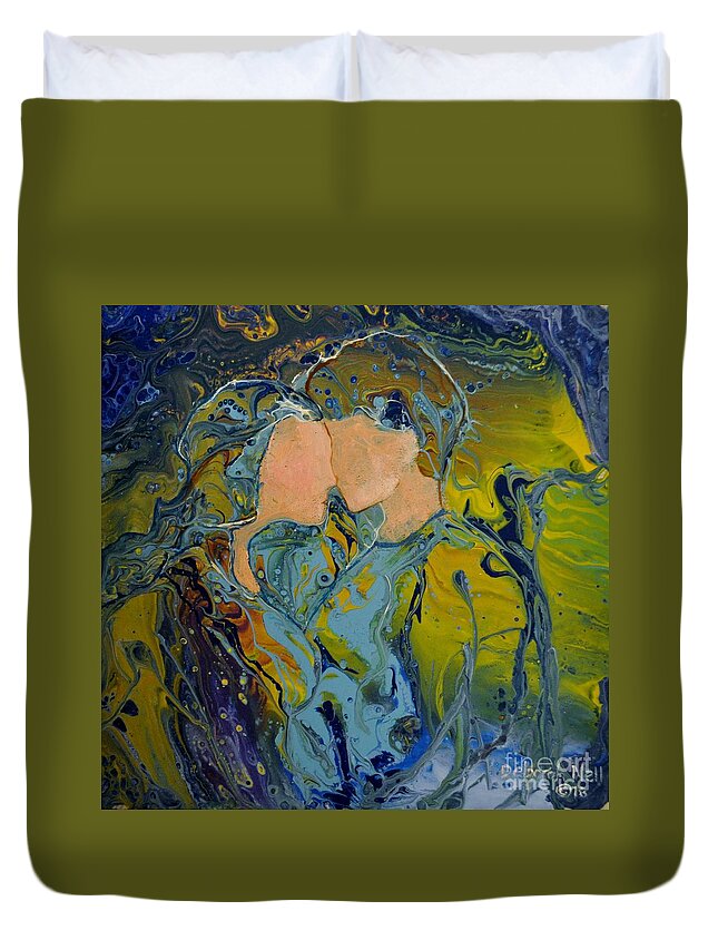 Romantic Couple Duvet Cover featuring the painting My Fair Lady by Deborah Nell