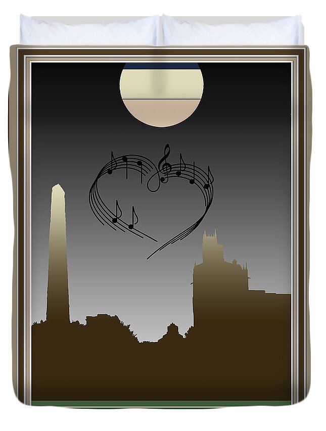 Asheville Duvet Cover featuring the digital art My Heart Sings of Asheville by John Haldane