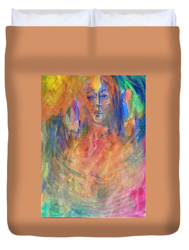 Abstract Duvet Cover featuring the painting My Meditation by Judith Redman
