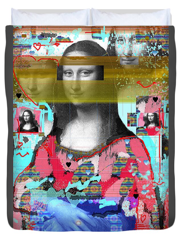 Mona Lisa Duvet Cover featuring the digital art My Mona by Sladjana Lazarevic