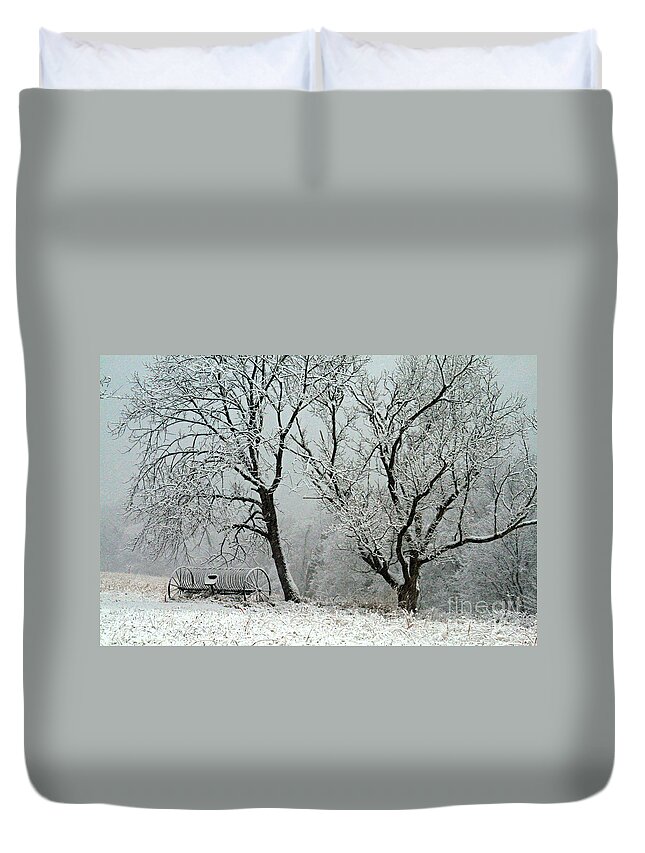 Snow Duvet Cover featuring the photograph My Morning Walk by Melissa Mim Rieman