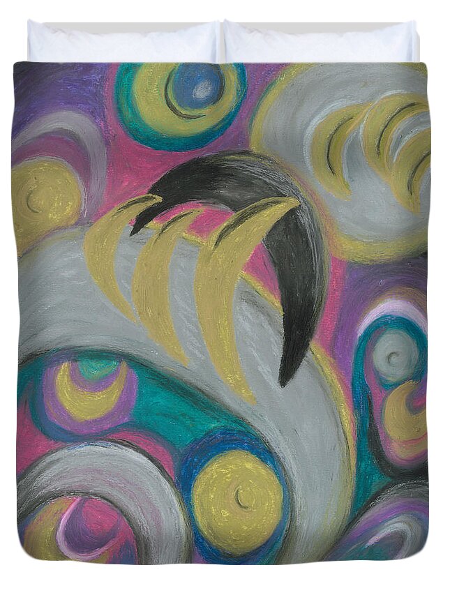 Beginnings Duvet Cover featuring the painting My New Universe by Ania M Milo