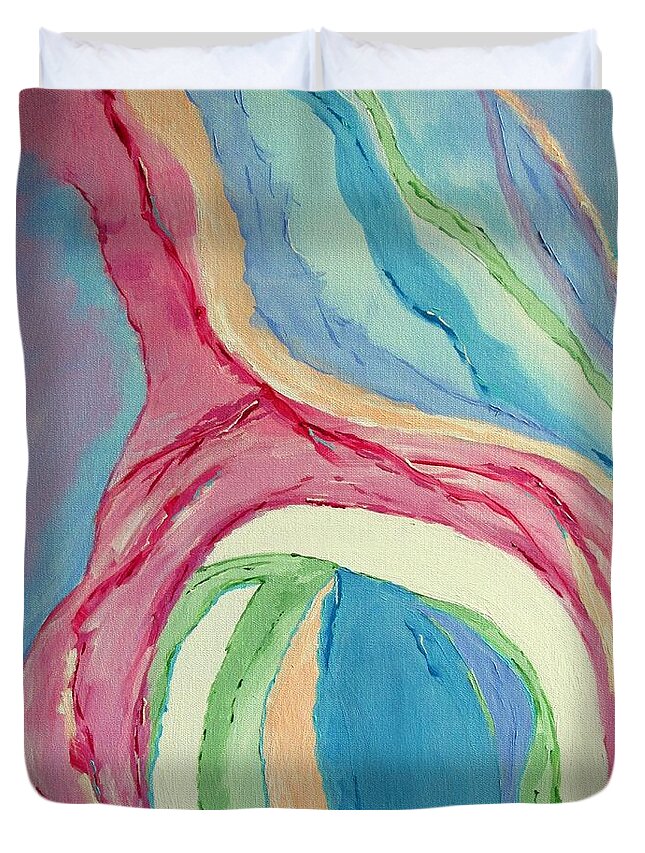 Abstract Duvet Cover featuring the painting My Peace by Mary Mirabal