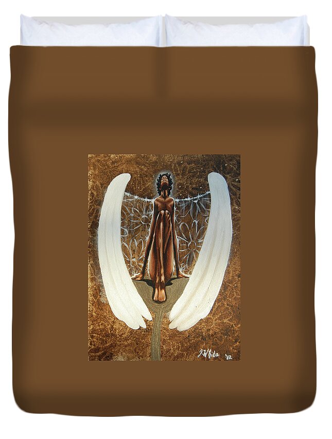 Angel Duvet Cover featuring the painting My spring angel by Jerome White