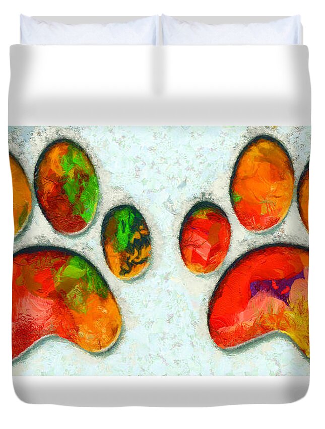 Cat Paw Duvet Cover featuring the painting My Cat Paw by Stefano Senise