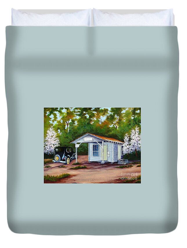 Building Duvet Cover featuring the painting Myers Mill Post Office by Jerry Walker