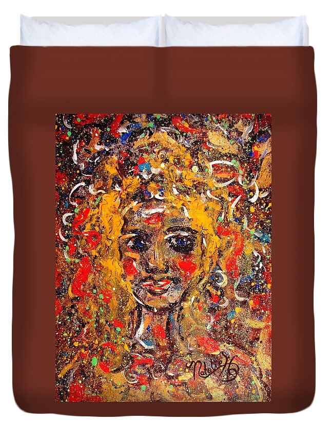 Impressionism Duvet Cover featuring the painting Mysterious Eyes by Natalie Holland