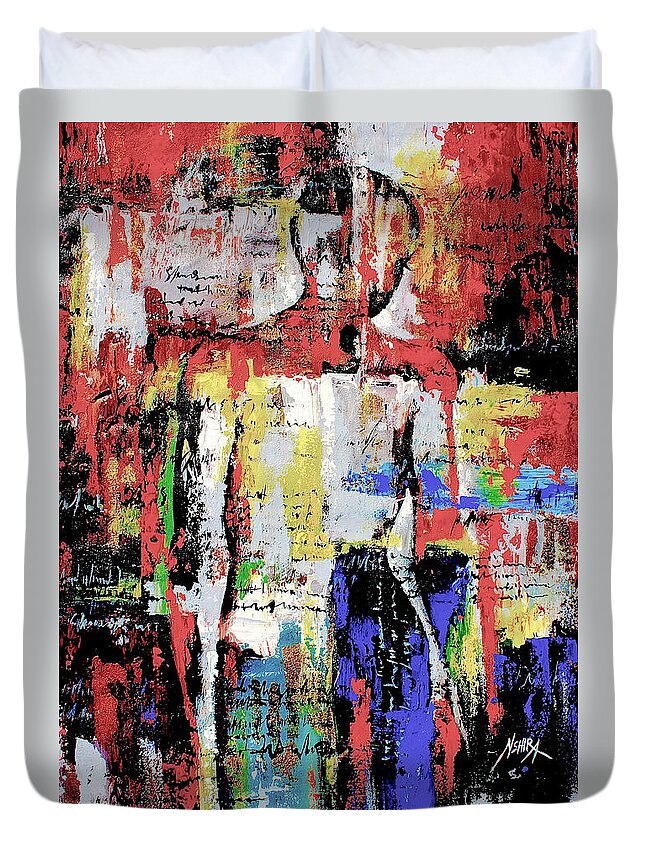 True African Art Duvet Cover featuring the painting Mystery by Daniel Akortia
