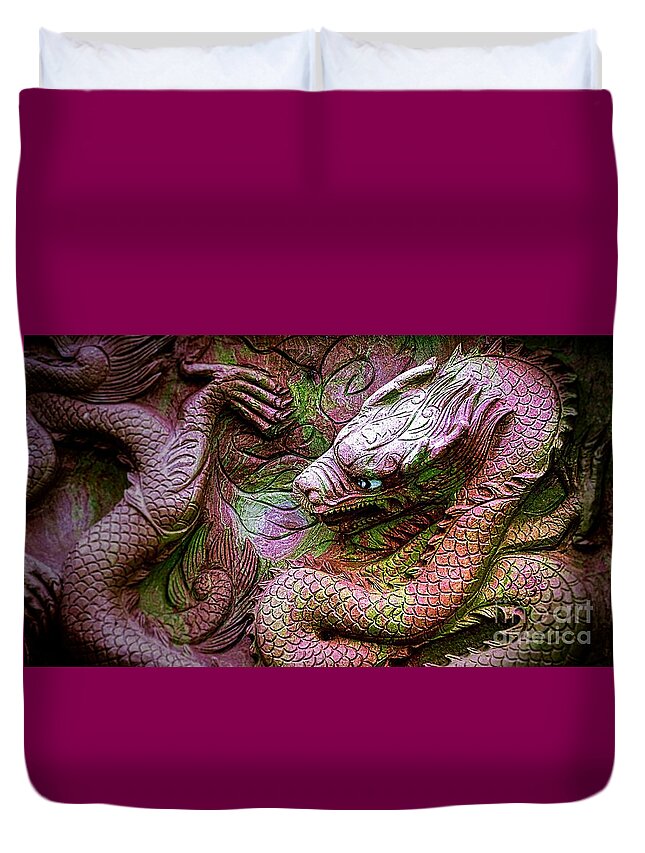 Dragon Duvet Cover featuring the digital art Mystical Ancient Dragon of China by Ian Gledhill