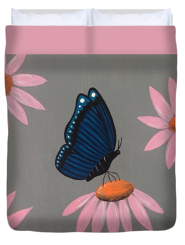 Flowers Duvet Cover featuring the photograph Mystical Butterfly by Annie Walczyk