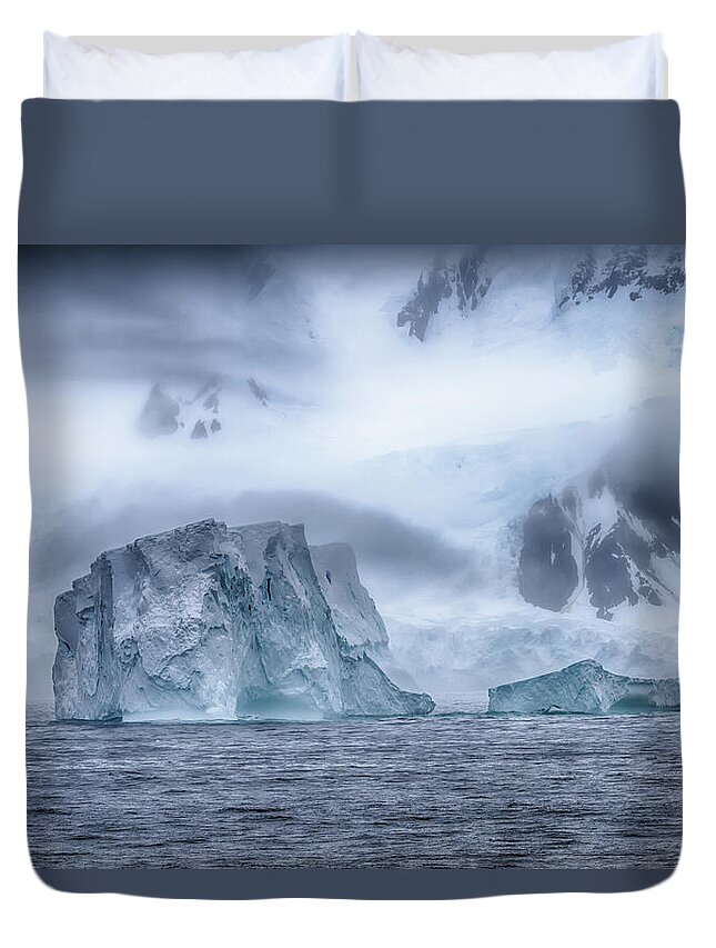 Mystical Duvet Cover featuring the photograph Mystical Morning Icebergs by John Haldane