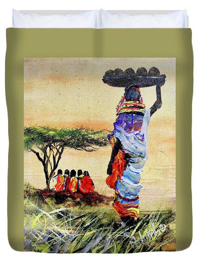 Africa Duvet Cover featuring the painting N 140 by John Ndambo