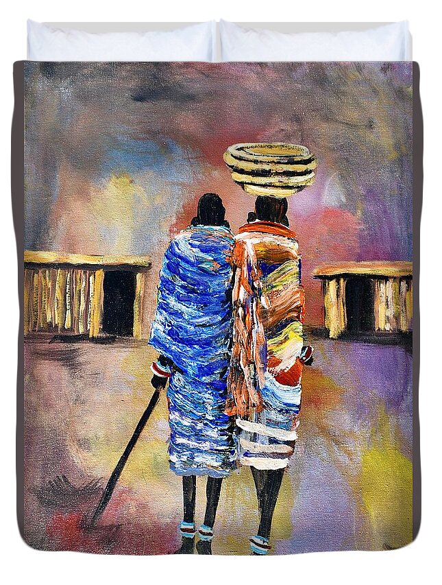 African Art Duvet Cover featuring the painting N-183 by John Ndambo