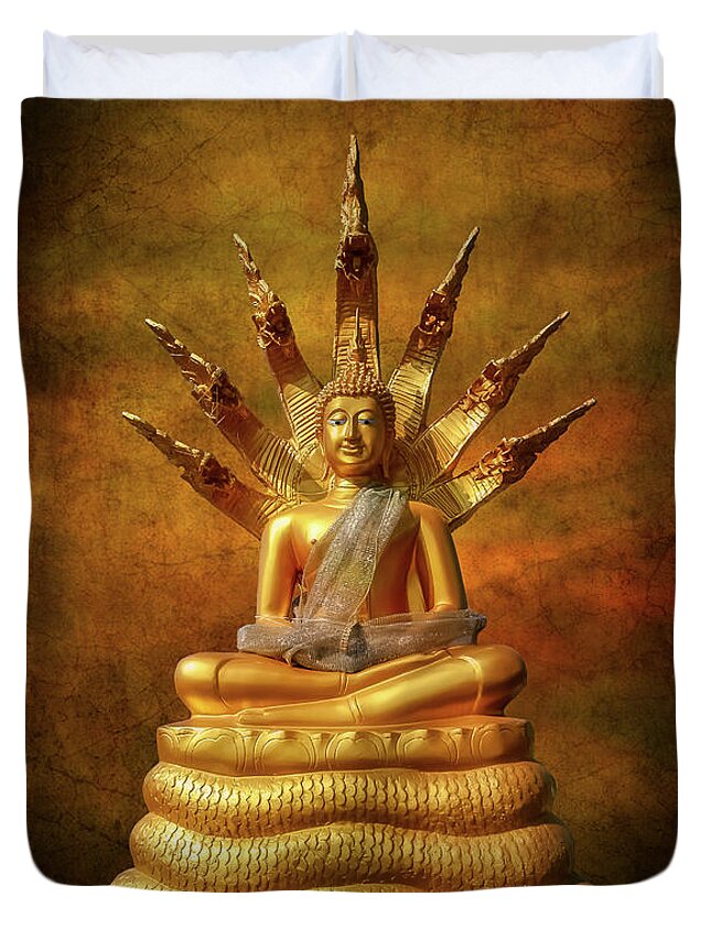 Buddha Duvet Cover featuring the photograph Naga Buddha by Adrian Evans
