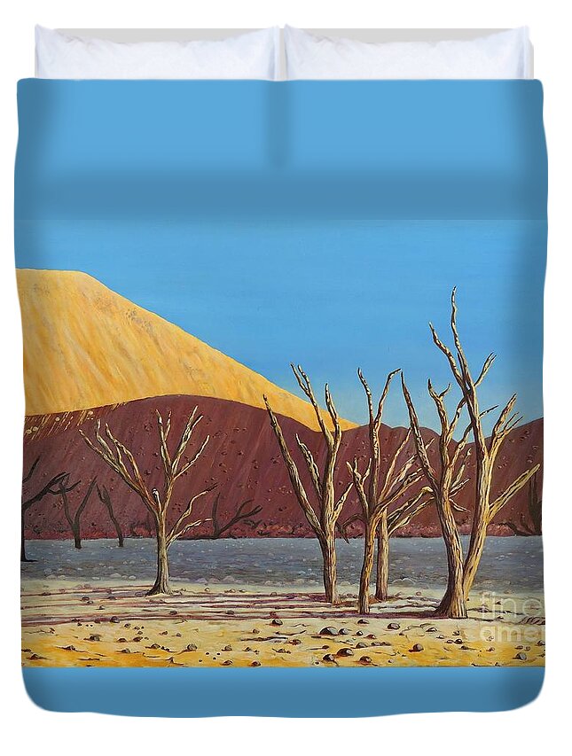 Sunset Duvet Cover featuring the painting Namibian Sunset by Caroline Street