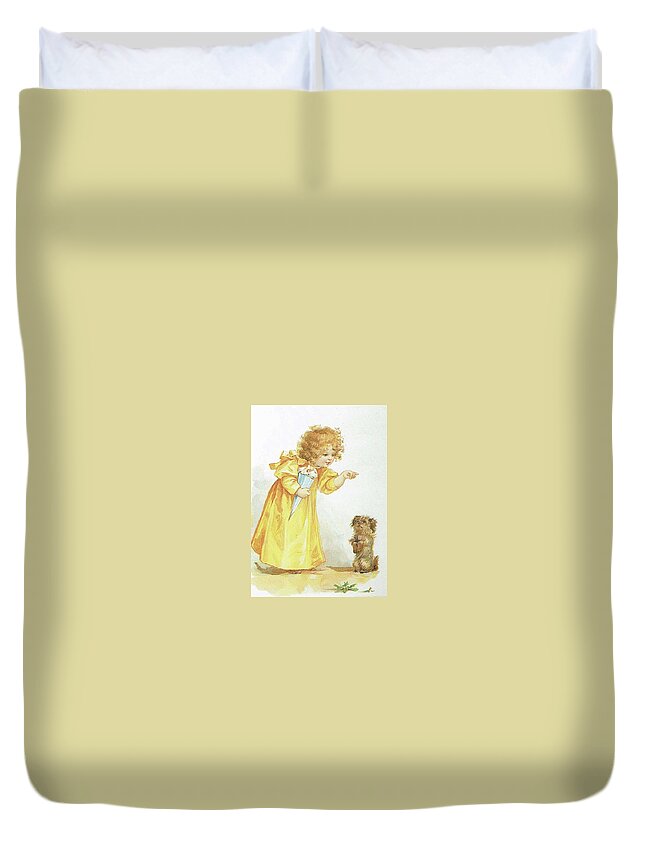 Frances Brundage Duvet Cover featuring the painting Nancy and Spot by Reynold Jay