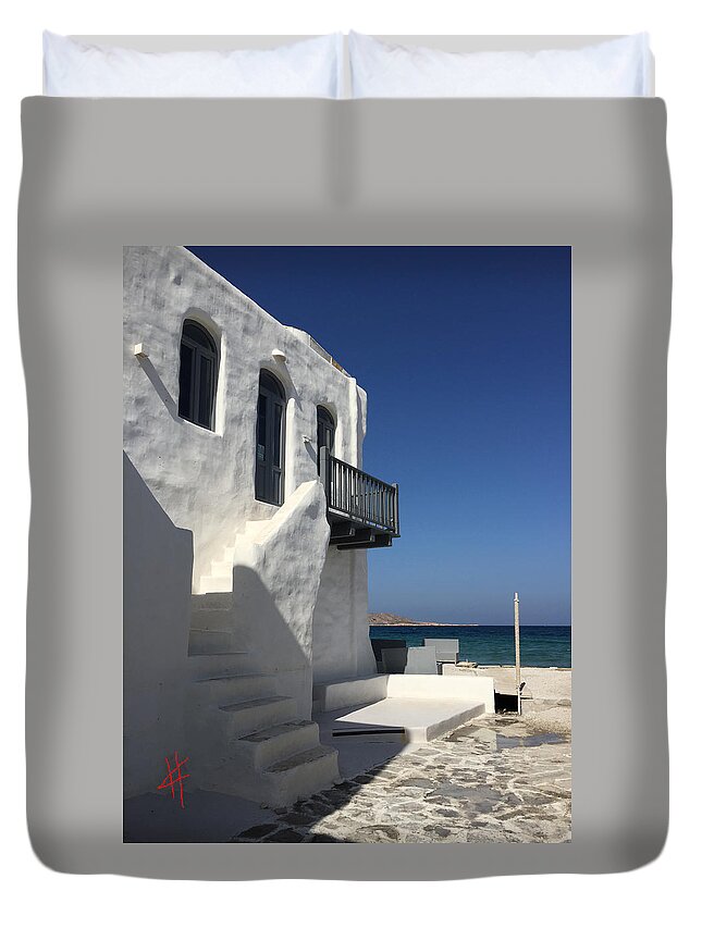 Colette Duvet Cover featuring the photograph Naoussa Village Paros Island by Colette V Hera Guggenheim