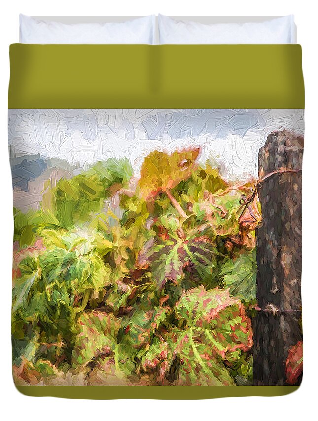 David Letts Duvet Cover featuring the painting Napa Vineyard by David Letts