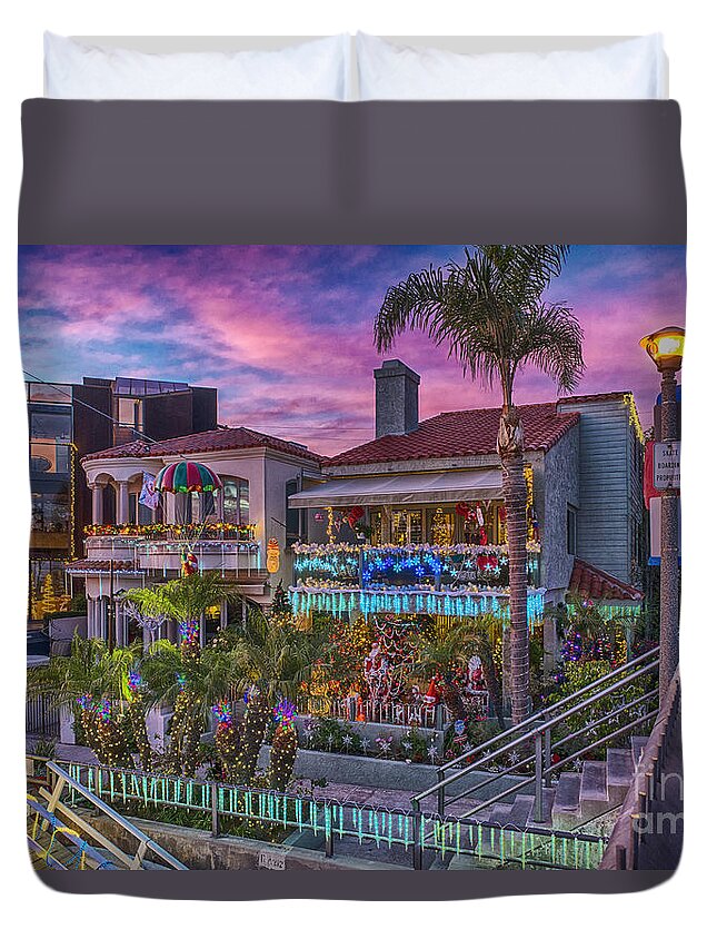 Naples Canals Duvet Cover featuring the photograph Naples Canal Christmas by David Zanzinger