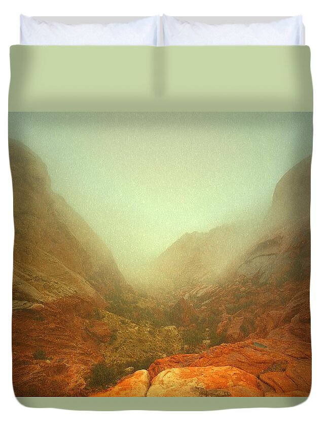 Red Rock Duvet Cover featuring the photograph Narrow Out by Mark Ross