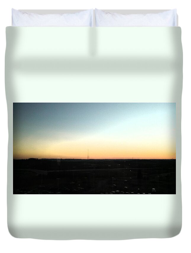 Nashville Sunset Duvet Cover featuring the photograph Nashville skyline at sunset by Kimberly W