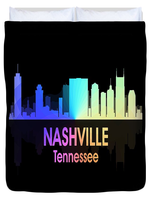 Nashville Duvet Cover featuring the digital art Nashville TN 5 Vertical by Angelina Tamez