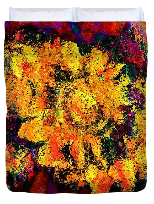 Sunflowers Duvet Cover featuring the mixed media Natalie Holland Sunflowers by Natalie Holland