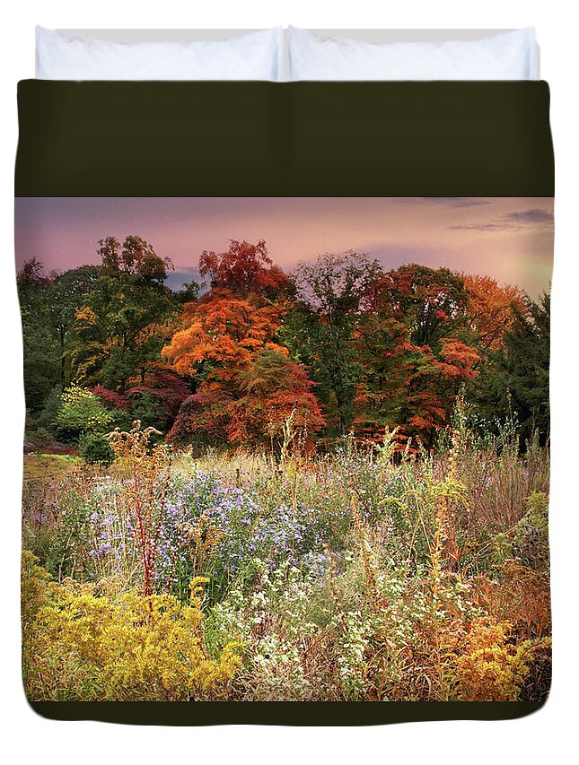 October Duvet Cover featuring the photograph Native Garden Sunset by Jessica Jenney