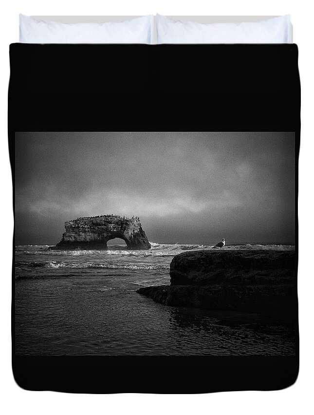 Landscape Duvet Cover featuring the photograph Natural Bridge and the Gull by Lora Lee Chapman