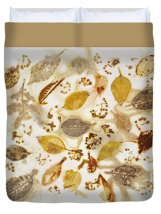 Leaves Duvet Cover featuring the painting Natural Elements 1 by Lynda Hoffman-Snodgrass