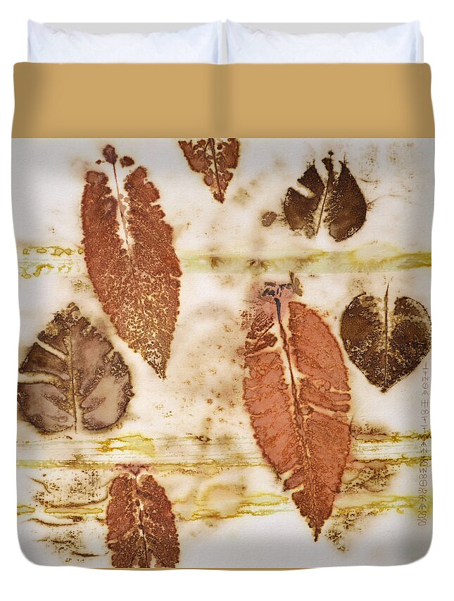 Leaves Duvet Cover featuring the painting Natural Elements 7 by Lynda Hoffman-Snodgrass