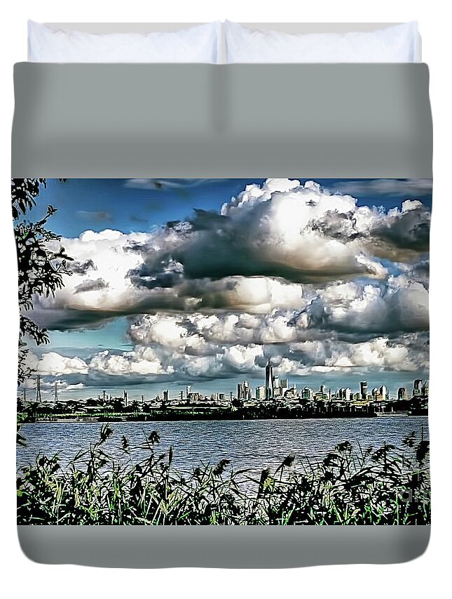 Nature Duvet Cover featuring the photograph Nature Meets NY City Digital Art by Sam Rino