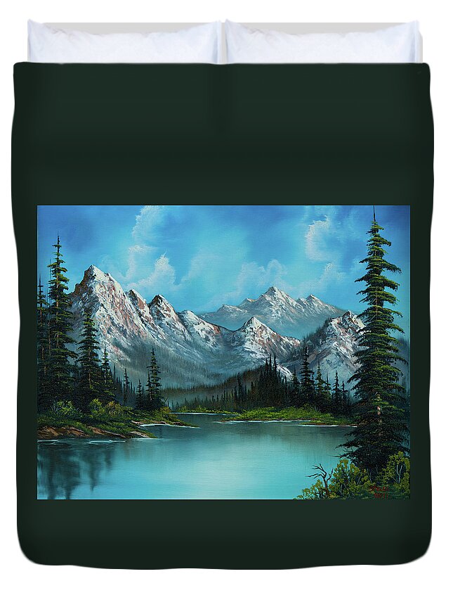 Landscape Duvet Cover featuring the painting Nature's Grandeur by Chris Steele