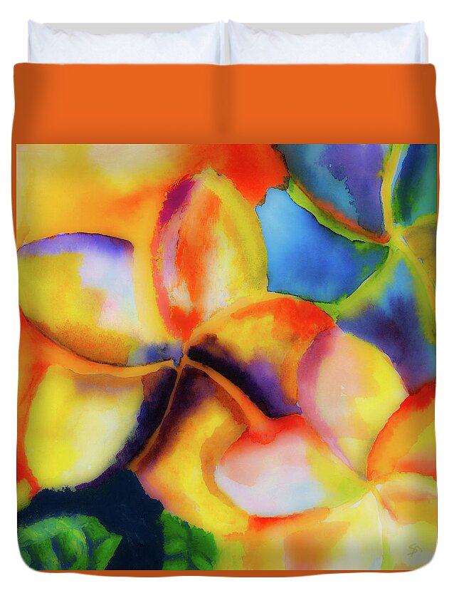Flowers Duvet Cover featuring the painting Nature's Pinwheels by Stephen Anderson