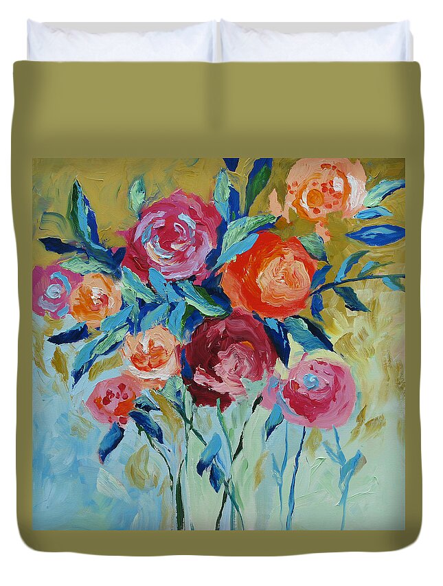 Art Duvet Cover featuring the painting Nature's Wonder by Linda Monfort