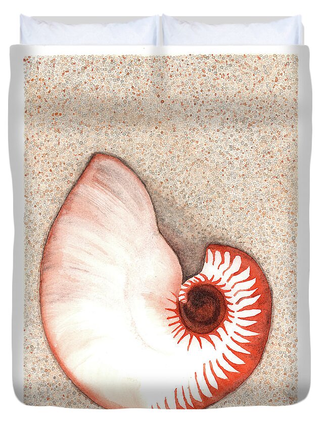 Nautilus Duvet Cover featuring the painting Nautilus Shell by Hilda Wagner