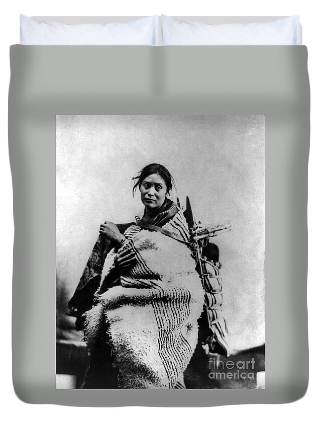 1866 Duvet Cover featuring the photograph NAVAJO WOMAN & CHILD, c1866 by Granger