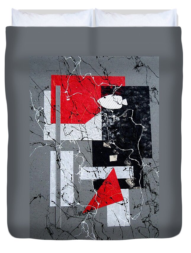 Abstract Duvet Cover featuring the painting Navigating Through by Louise Adams