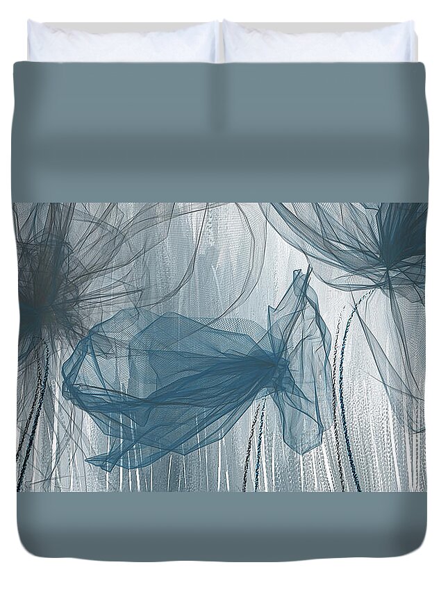 Light Blue Duvet Cover featuring the painting Navy and Gray Abstract - Navy Blue and Gray Modern Art by Lourry Legarde