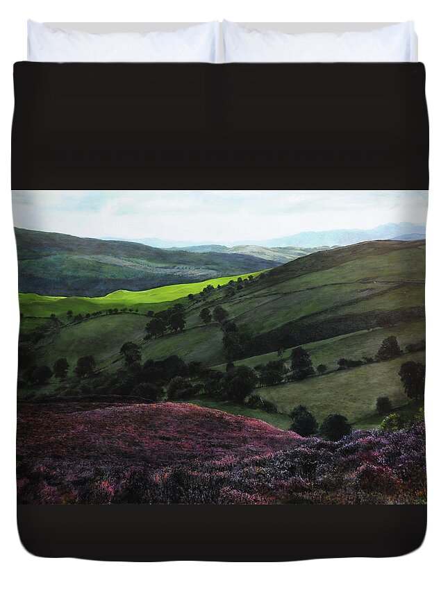 Landscape Duvet Cover featuring the painting Near Llangollen by Harry Robertson