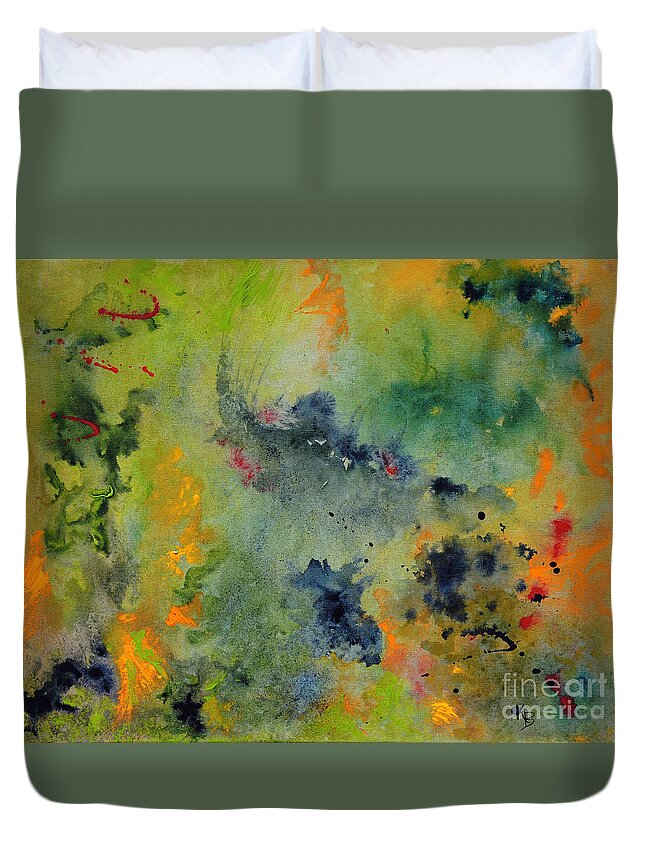 Space Duvet Cover featuring the painting Nebula by Karen Fleschler