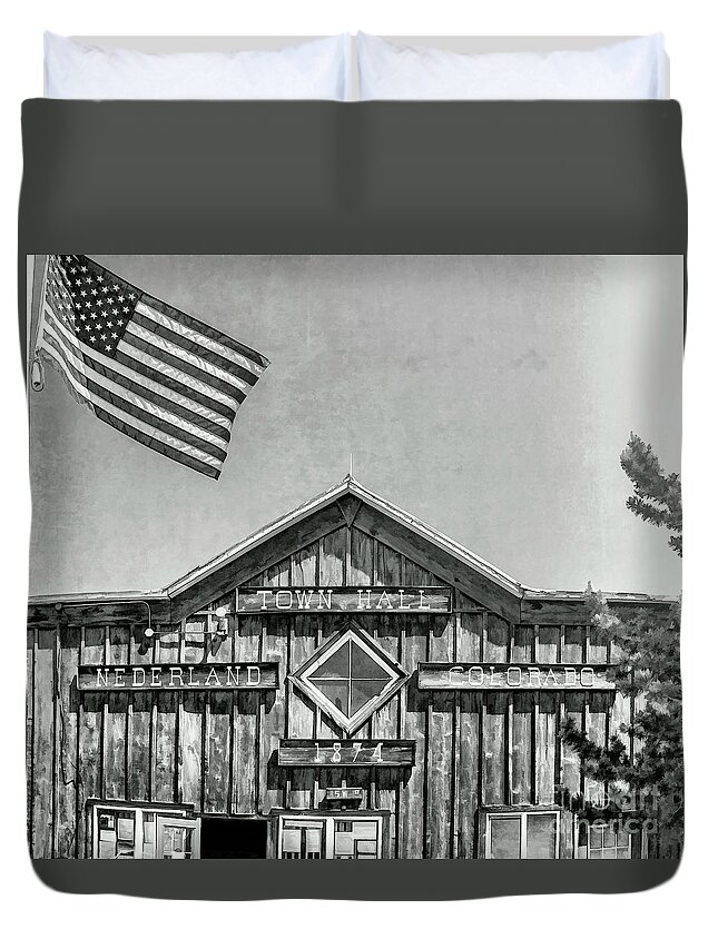Nederland Town Hall Duvet Cover featuring the photograph Nederland Colorado Town Hall by David Oppenheimer