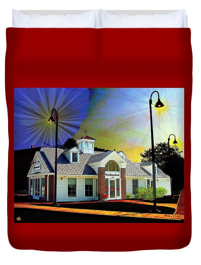Bank Duvet Cover featuring the painting Needham Bank Ashland MA by Cliff Wilson