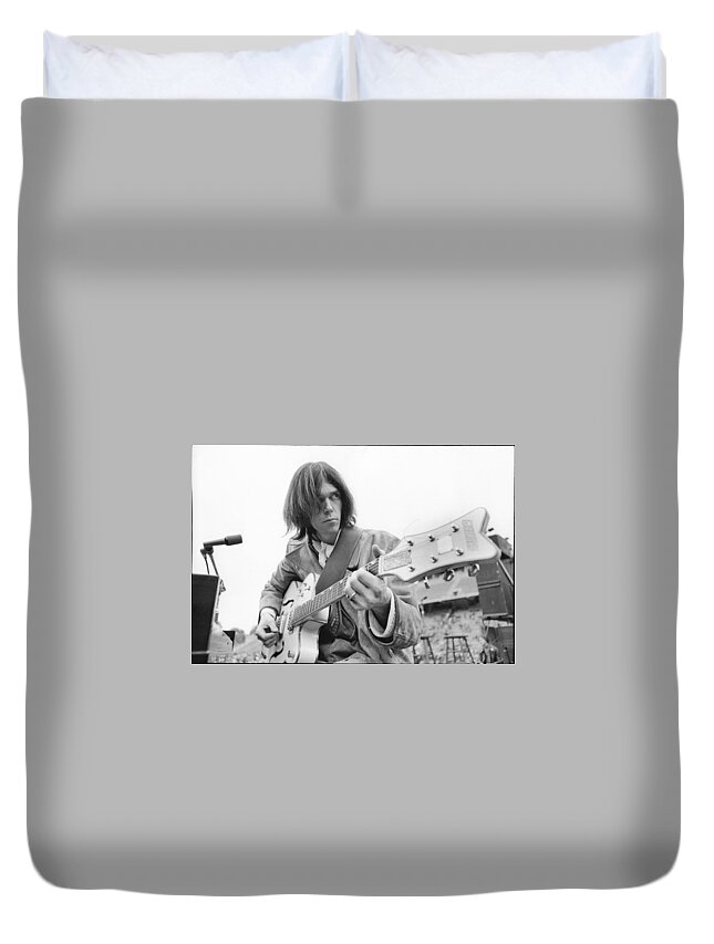 Neil Young Duvet Cover featuring the photograph Neil Young by Kenneth Summers