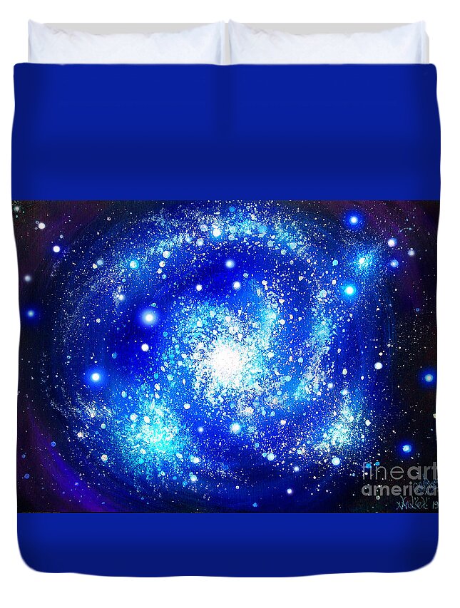 Neon Blue Galaxy Bright Stars Duvet Cover For Sale By Sofia Metal