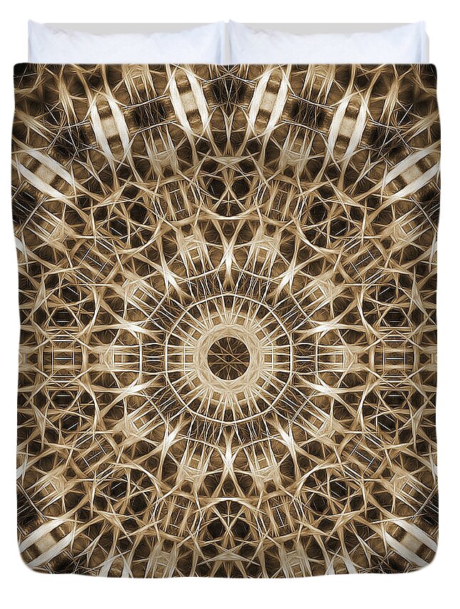 Tao Duvet Cover featuring the digital art Neon Mandala, Nbr 19S by Will Barger