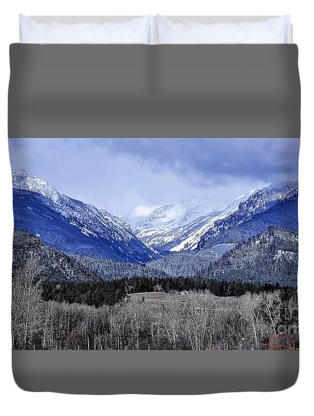 Mountains Duvet Cover featuring the photograph Nestled in by Merle Grenz